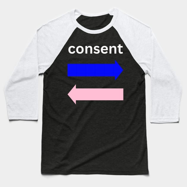 Consent blue and pink Baseball T-Shirt by C-ommando